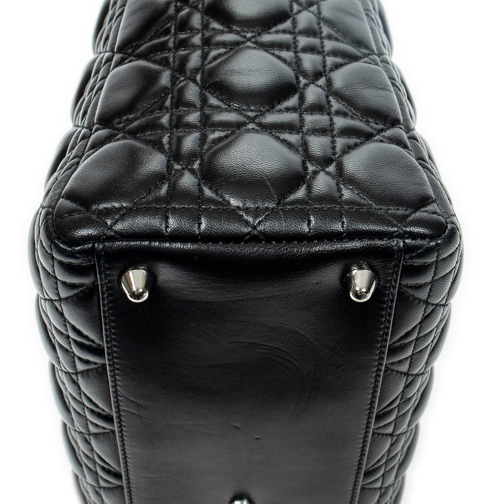 Shoulder Bag Large Lady Dior Zip Black Cannage Lambskin Leather