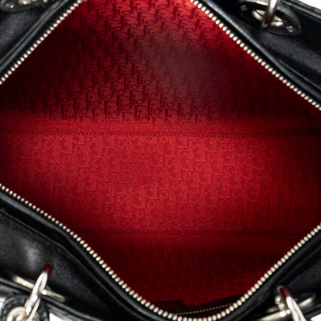 Shoulder Bag Large Lady Dior Zip Black Cannage Lambskin Leather
