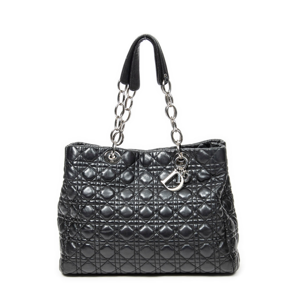 Shoulder Bag Large Soft Lady Dior Tote Black Cannage Lambskin Leather