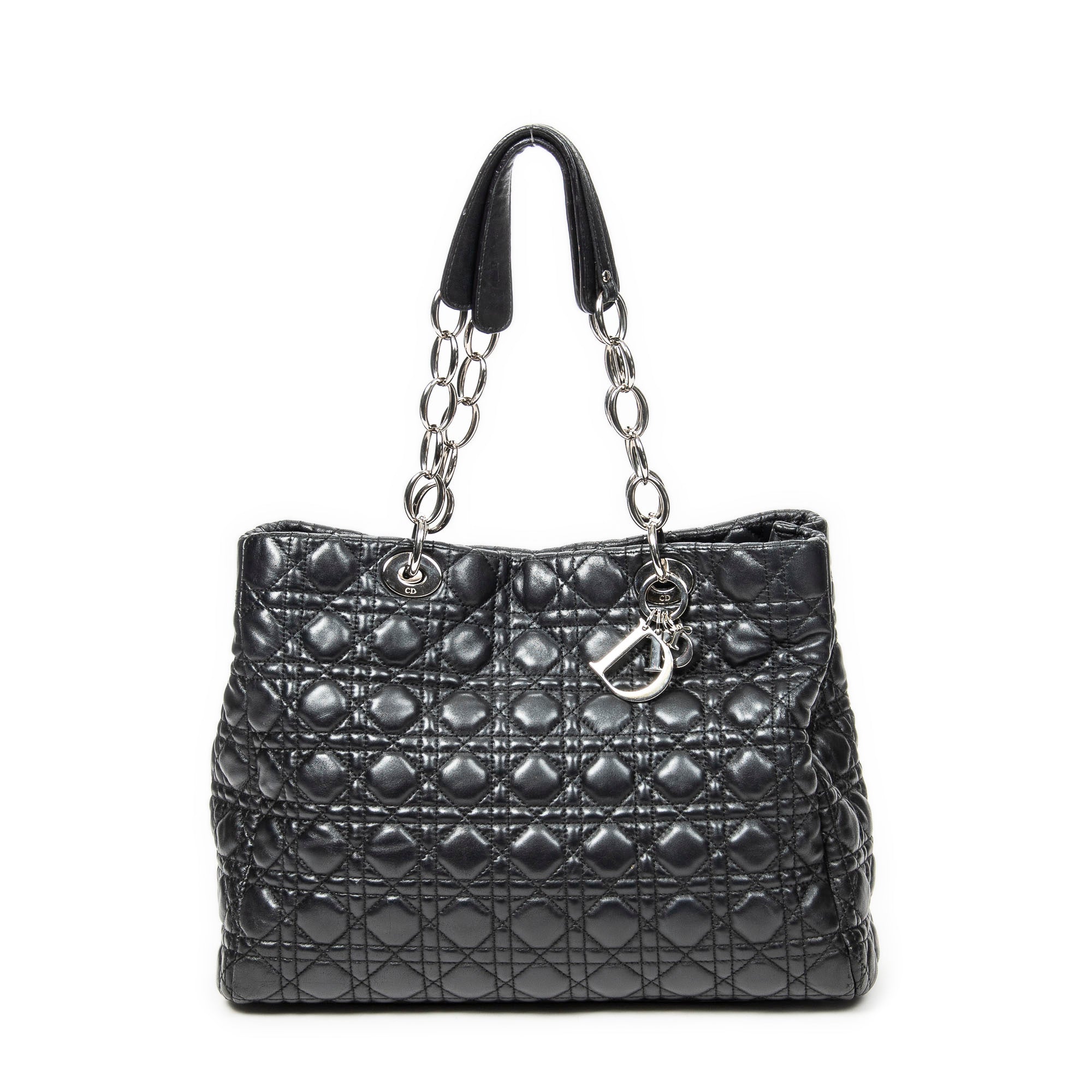 Shoulder Bag Large Soft Lady Dior Tote Black Cannage Lambskin Leather