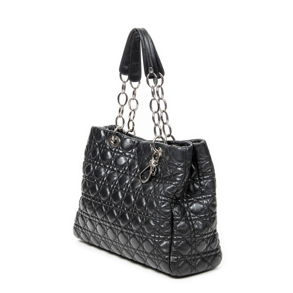 Shoulder Bag Large Soft Lady Dior Tote Black Cannage Lambskin Leather