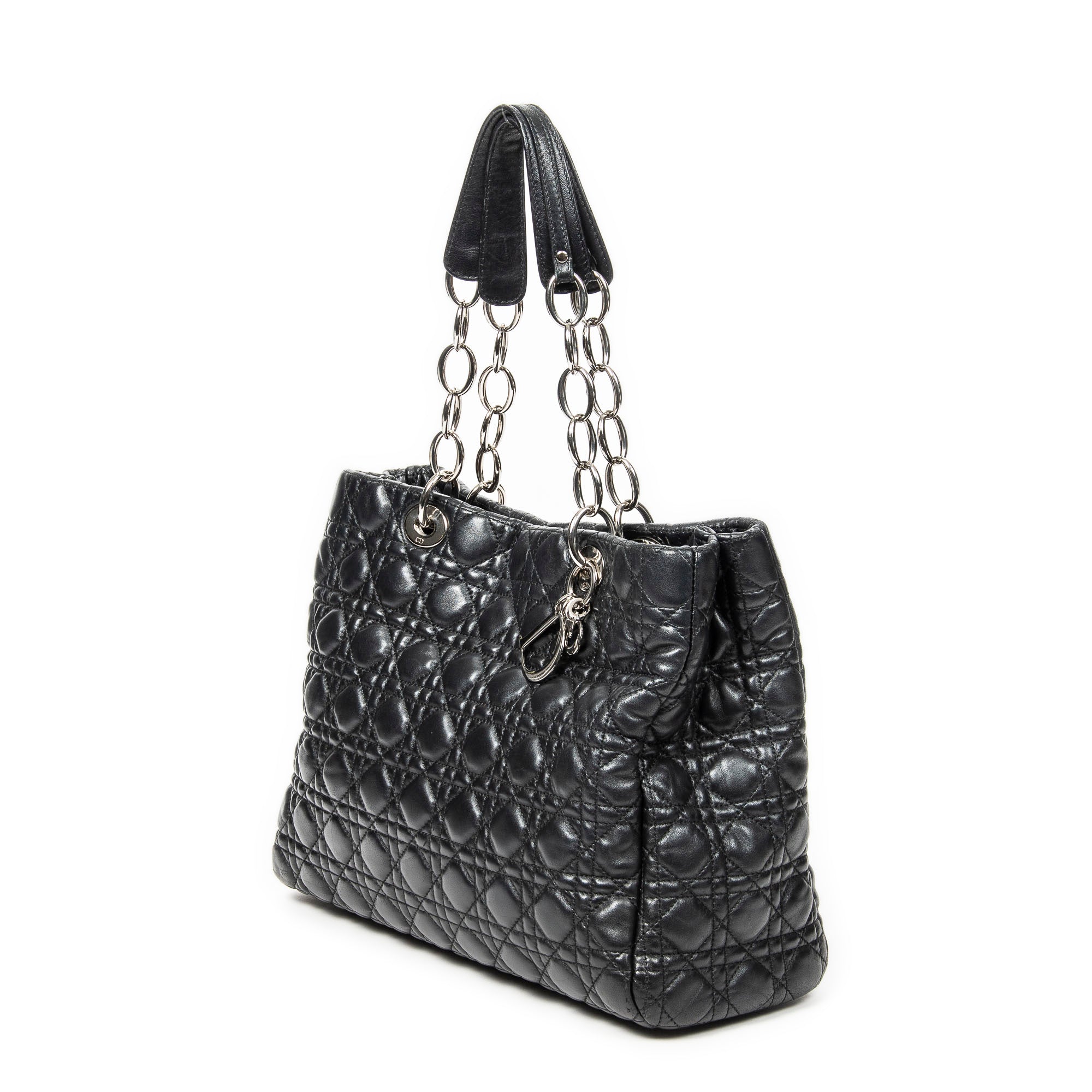 Shoulder Bag Large Soft Lady Dior Tote Black Cannage Lambskin Leather