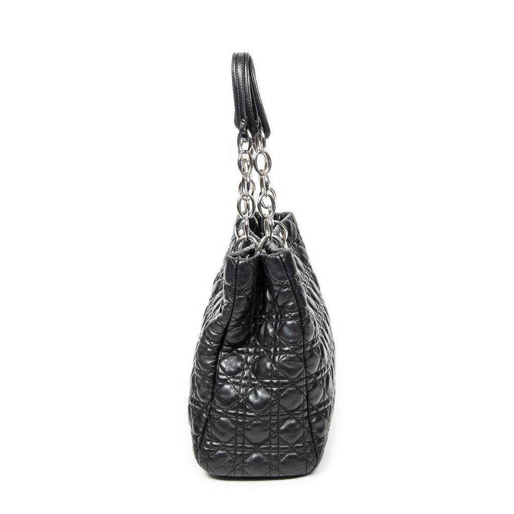 Shoulder Bag Large Soft Lady Dior Tote Black Cannage Lambskin Leather