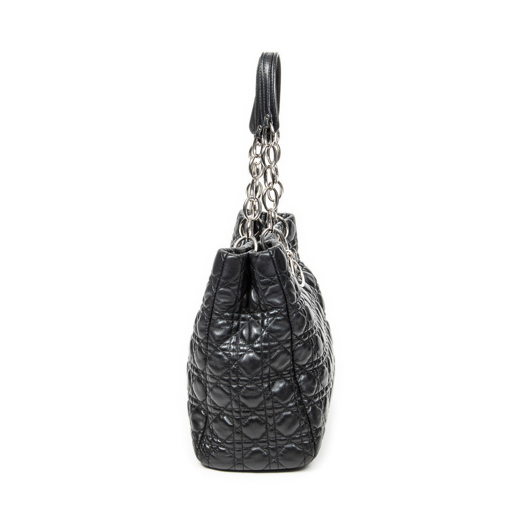 Shoulder Bag Large Soft Lady Dior Tote Black Cannage Lambskin Leather