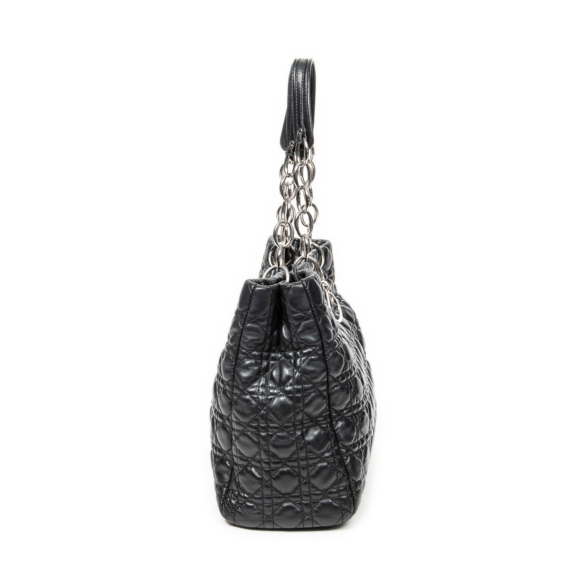 Shoulder Bag Large Soft Lady Dior Tote Black Cannage Lambskin Leather