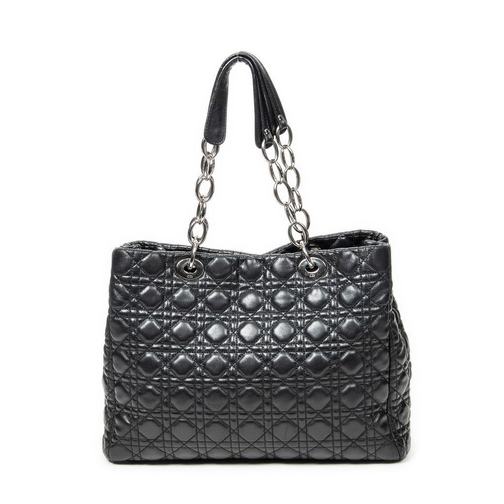 Shoulder Bag Large Soft Lady Dior Tote Black Cannage Lambskin Leather
