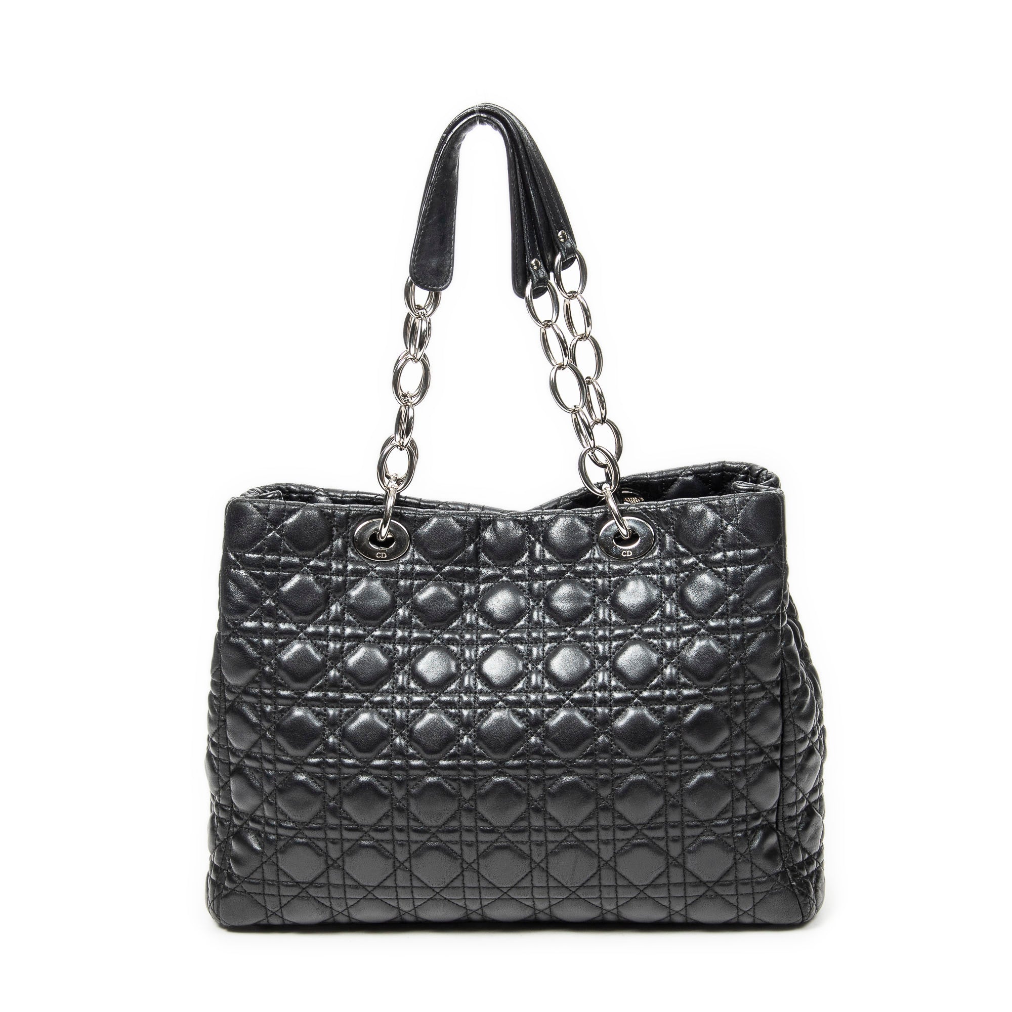 Shoulder Bag Large Soft Lady Dior Tote Black Cannage Lambskin Leather