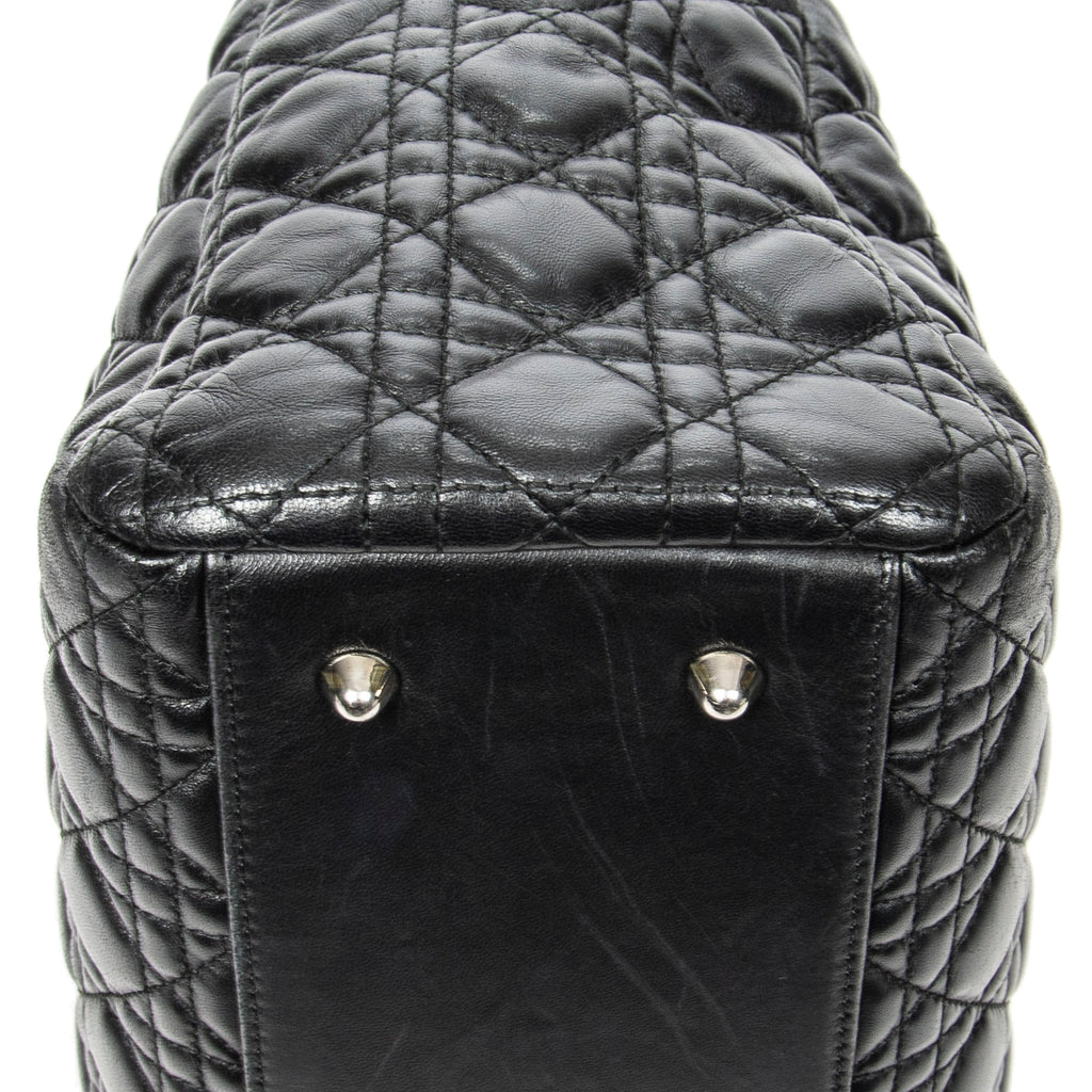 Shoulder Bag Large Soft Lady Dior Tote Black Cannage Lambskin Leather