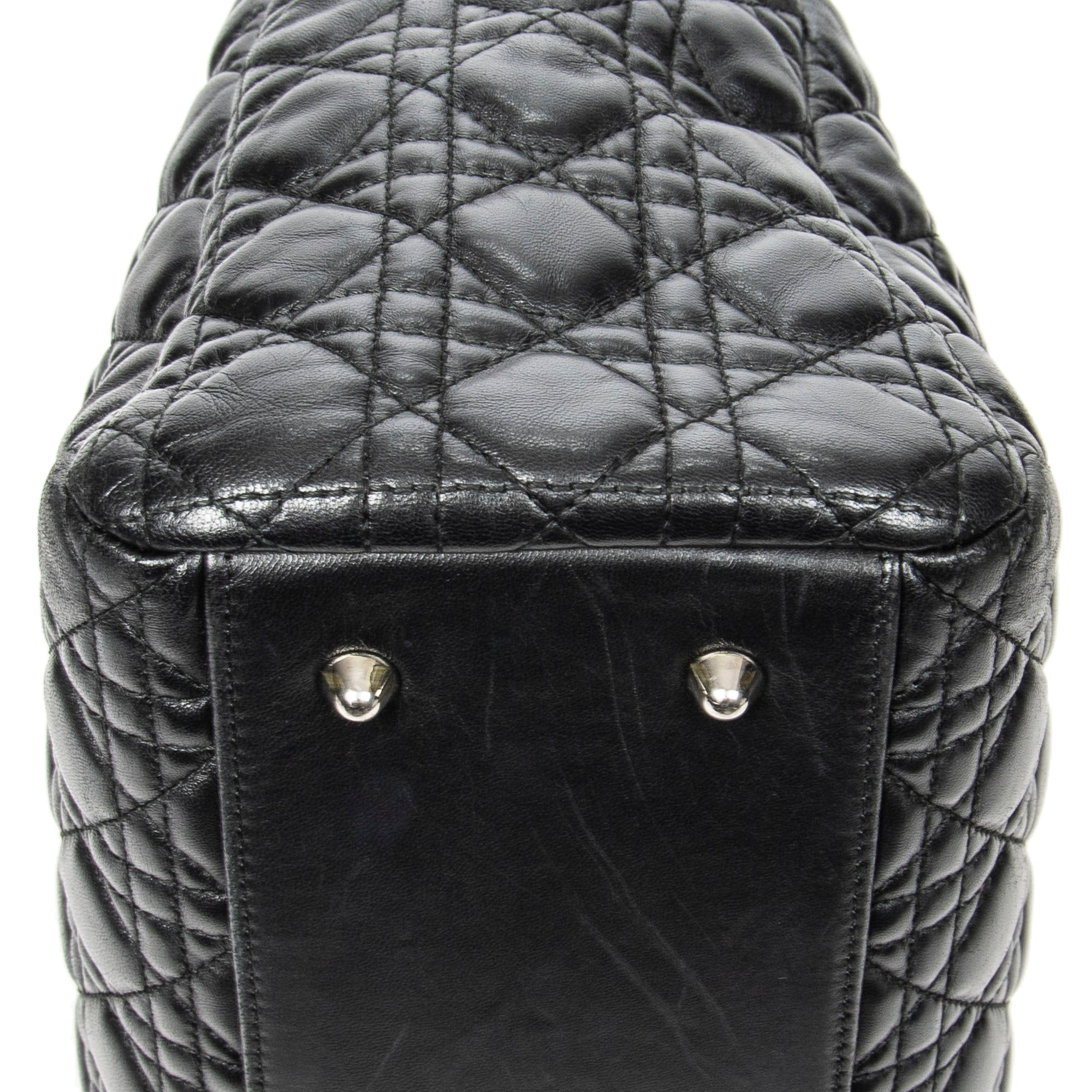 Shoulder Bag Large Soft Lady Dior Tote Black Cannage Lambskin Leather
