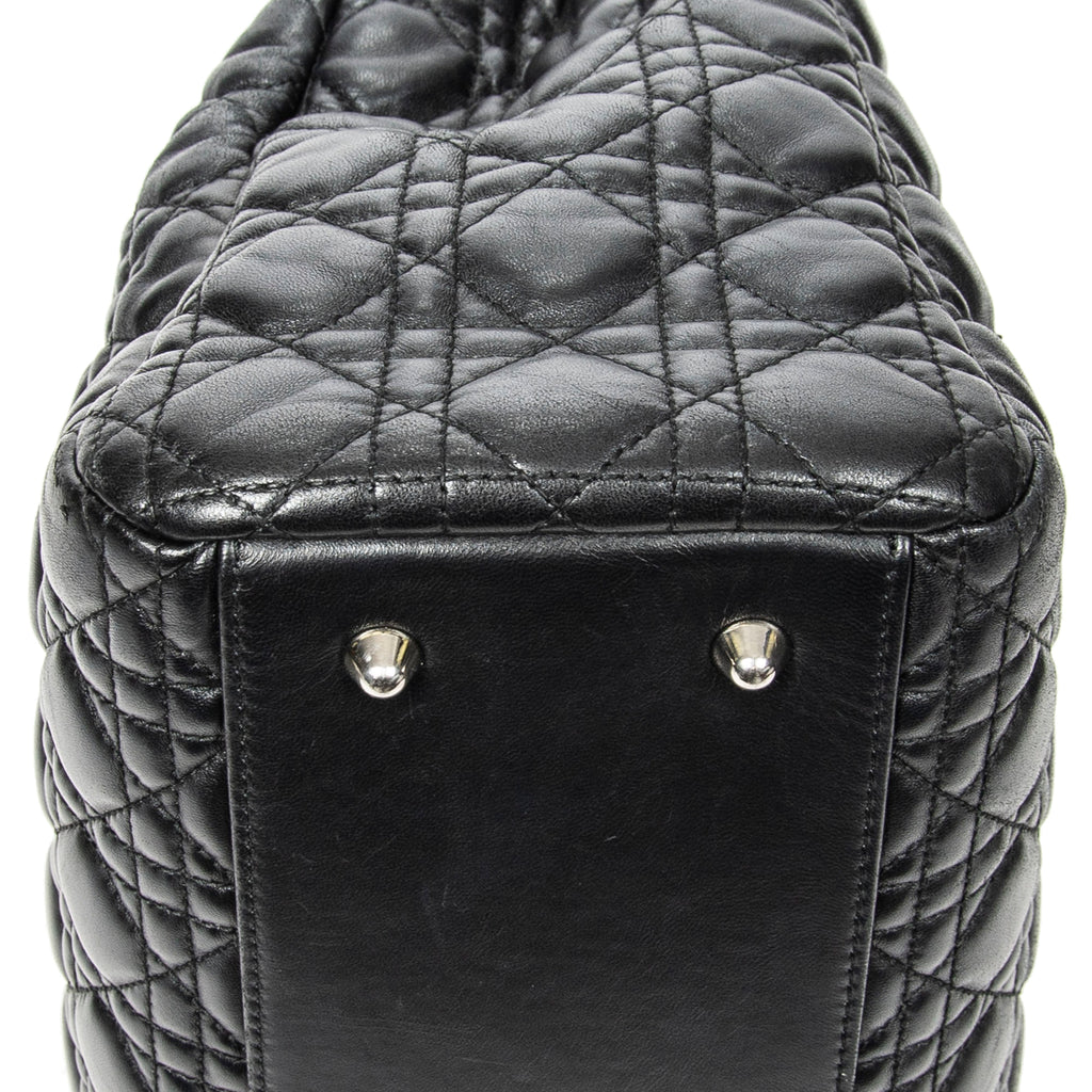 Shoulder Bag Large Soft Lady Dior Tote Black Cannage Lambskin Leather