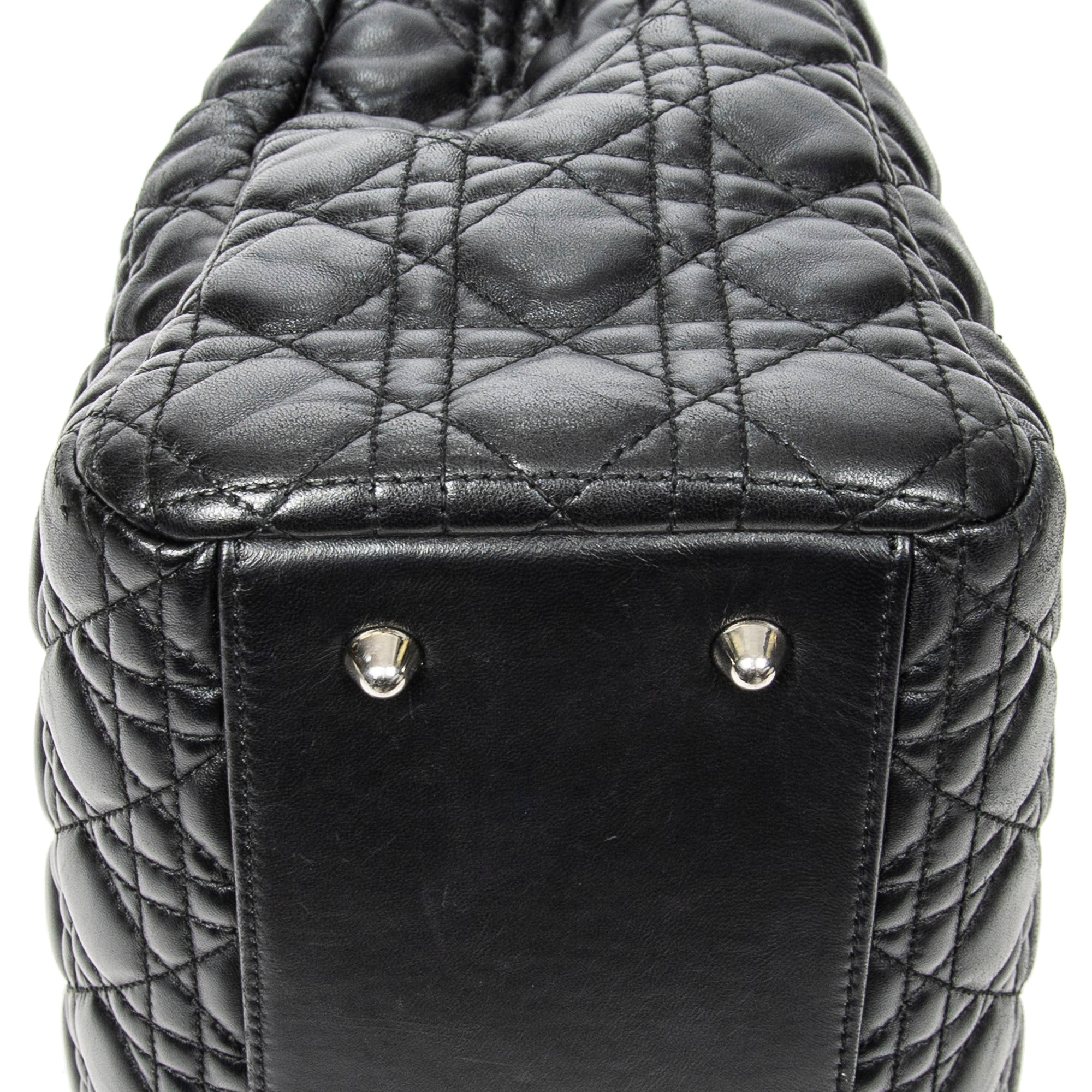 Shoulder Bag Large Soft Lady Dior Tote Black Cannage Lambskin Leather