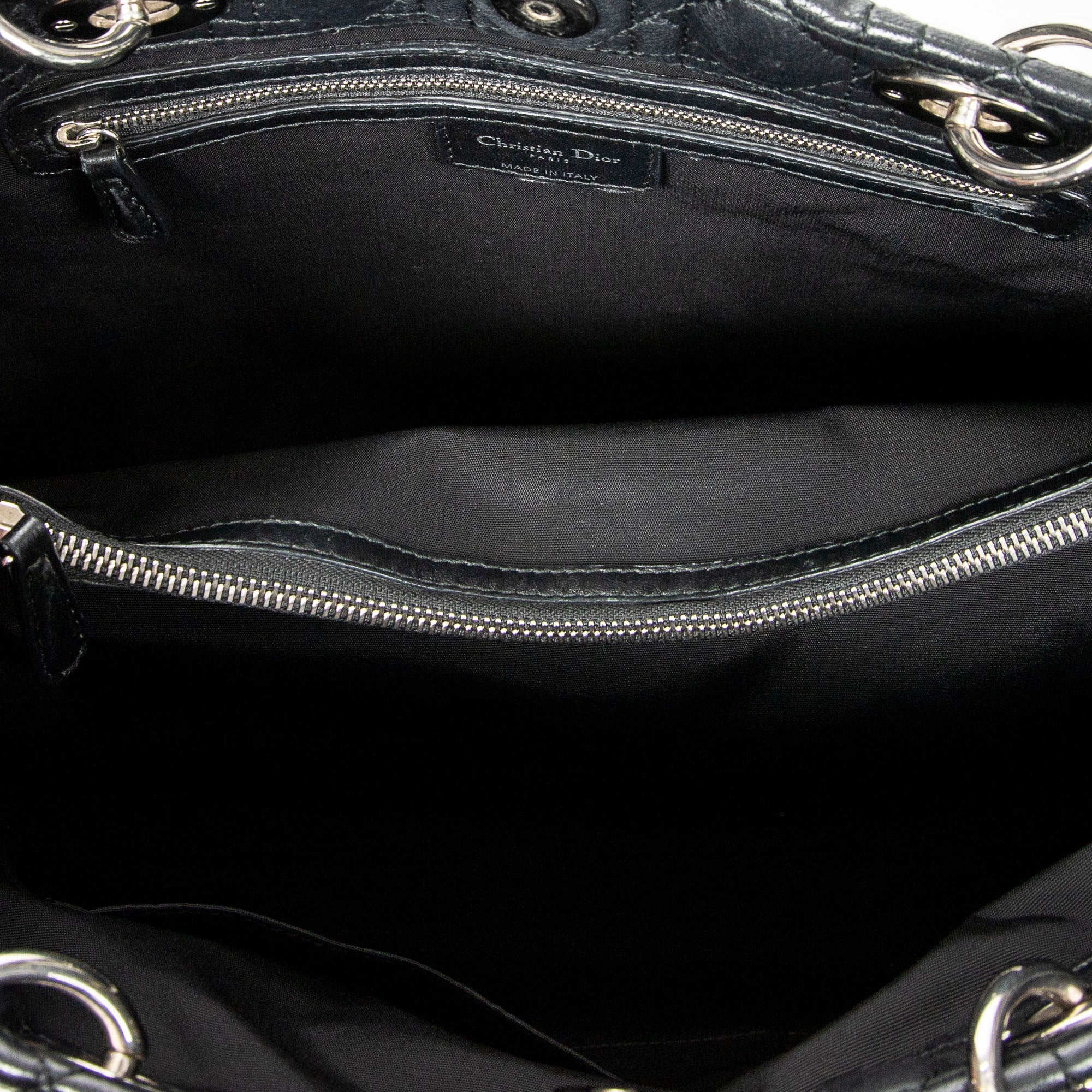 Shoulder Bag Large Soft Lady Dior Tote Black Cannage Lambskin Leather