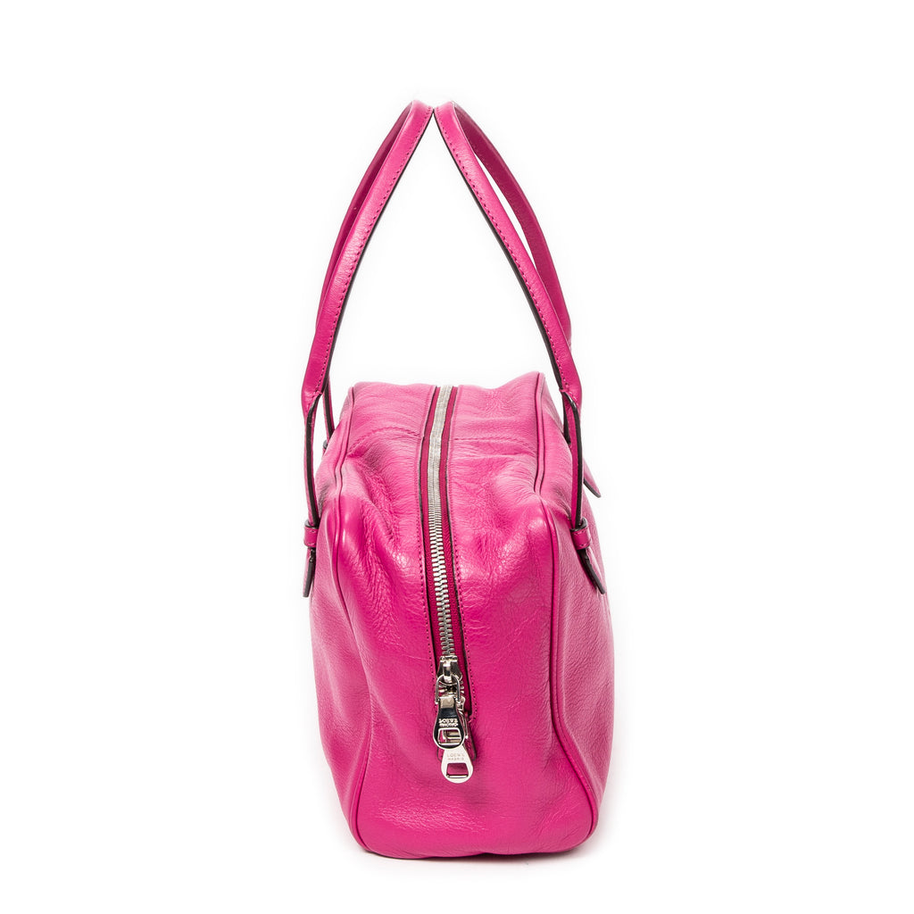 Shoulder Bag Mini Heritage Boston Fuchsia Grained Leather