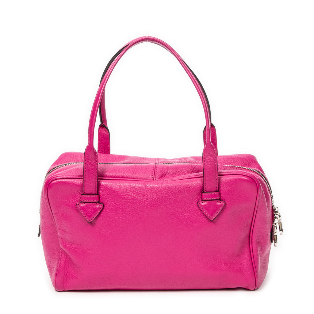 Shoulder Bag Mini Heritage Boston Fuchsia Grained Leather