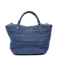 Shoulder Bag Swarovski Crystal Tote Royal Blue Nappa Matelasse Leather