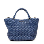 Shoulder Bag Swarovski Crystal Tote Royal Blue Nappa Matelasse Leather