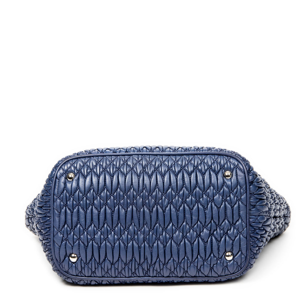 Shoulder Bag Swarovski Crystal Tote Royal Blue Nappa Matelasse Leather