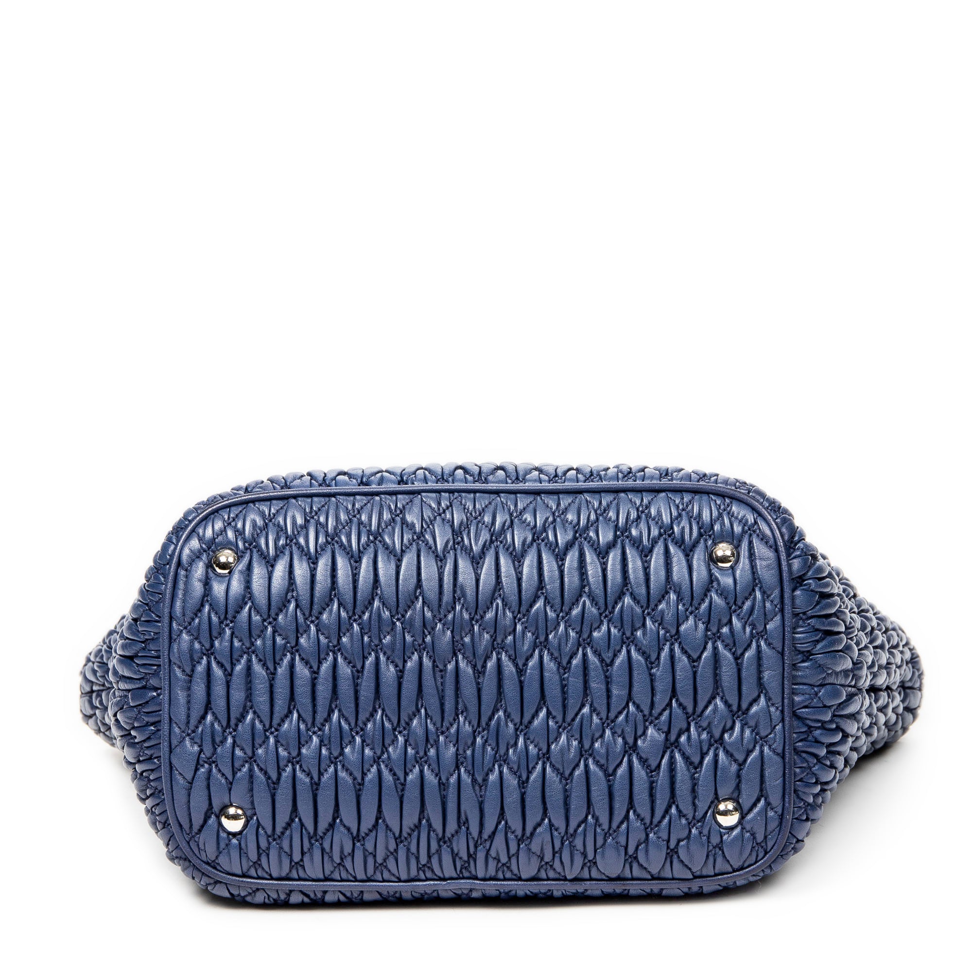 Shoulder Bag Swarovski Crystal Tote Royal Blue Nappa Matelasse Leather