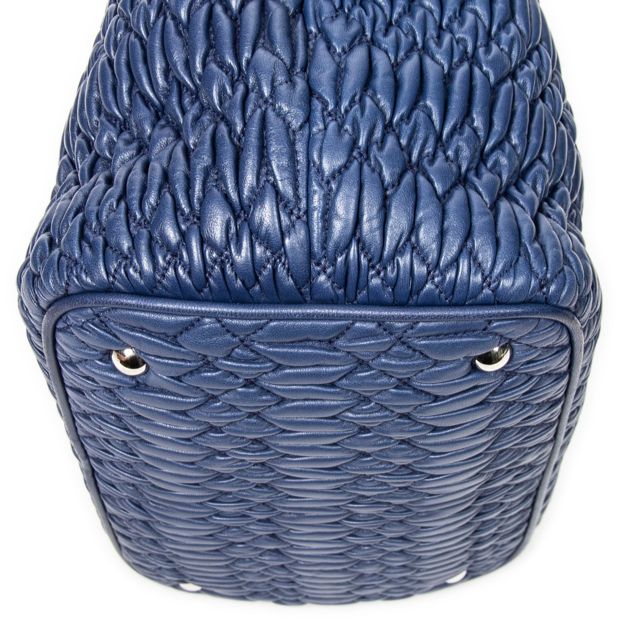 Shoulder Bag Swarovski Crystal Tote Royal Blue Nappa Matelasse Leather