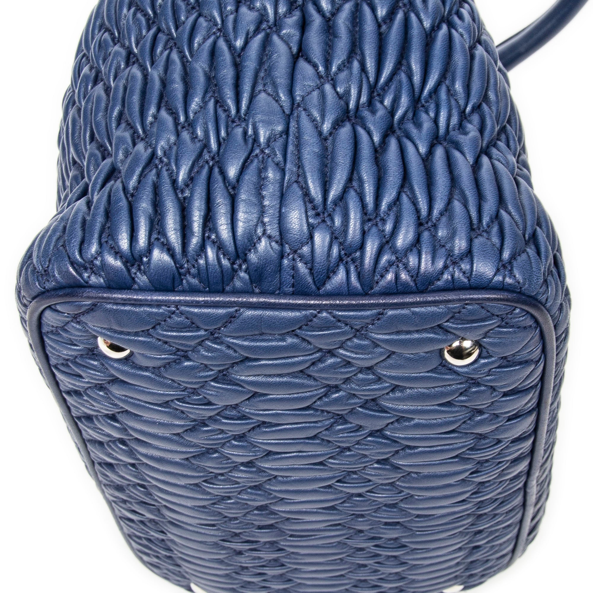 Shoulder Bag Swarovski Crystal Tote Royal Blue Nappa Matelasse Leather