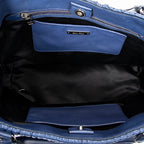 Shoulder Bag Swarovski Crystal Tote Royal Blue Nappa Matelasse Leather