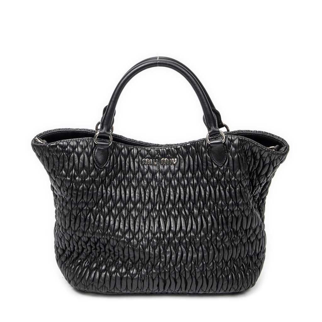 Shoulder Bag Swarovski Crystal Tote Black Nappa Matelasse Leather