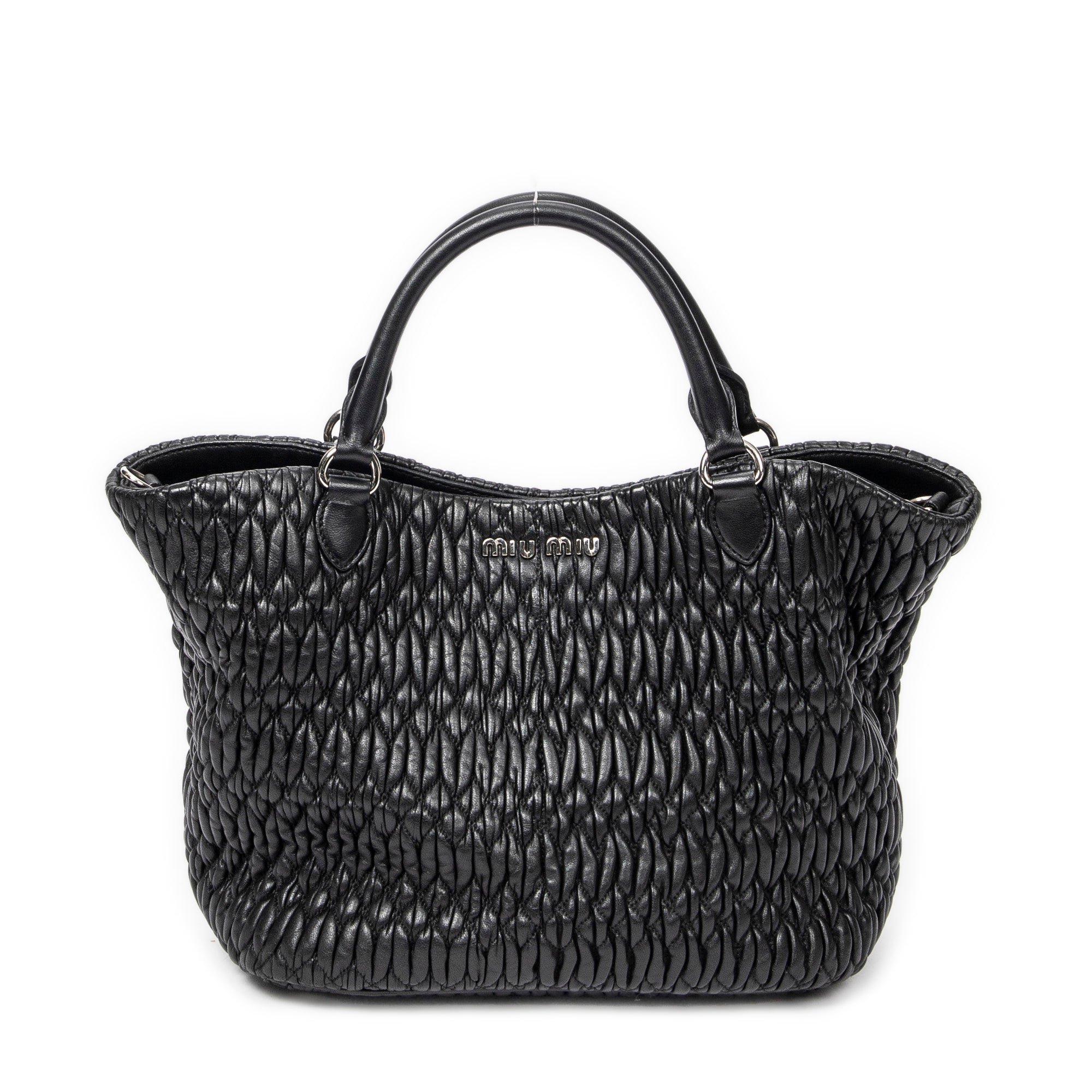 Shoulder Bag Swarovski Crystal Tote Black Nappa Matelasse Leather