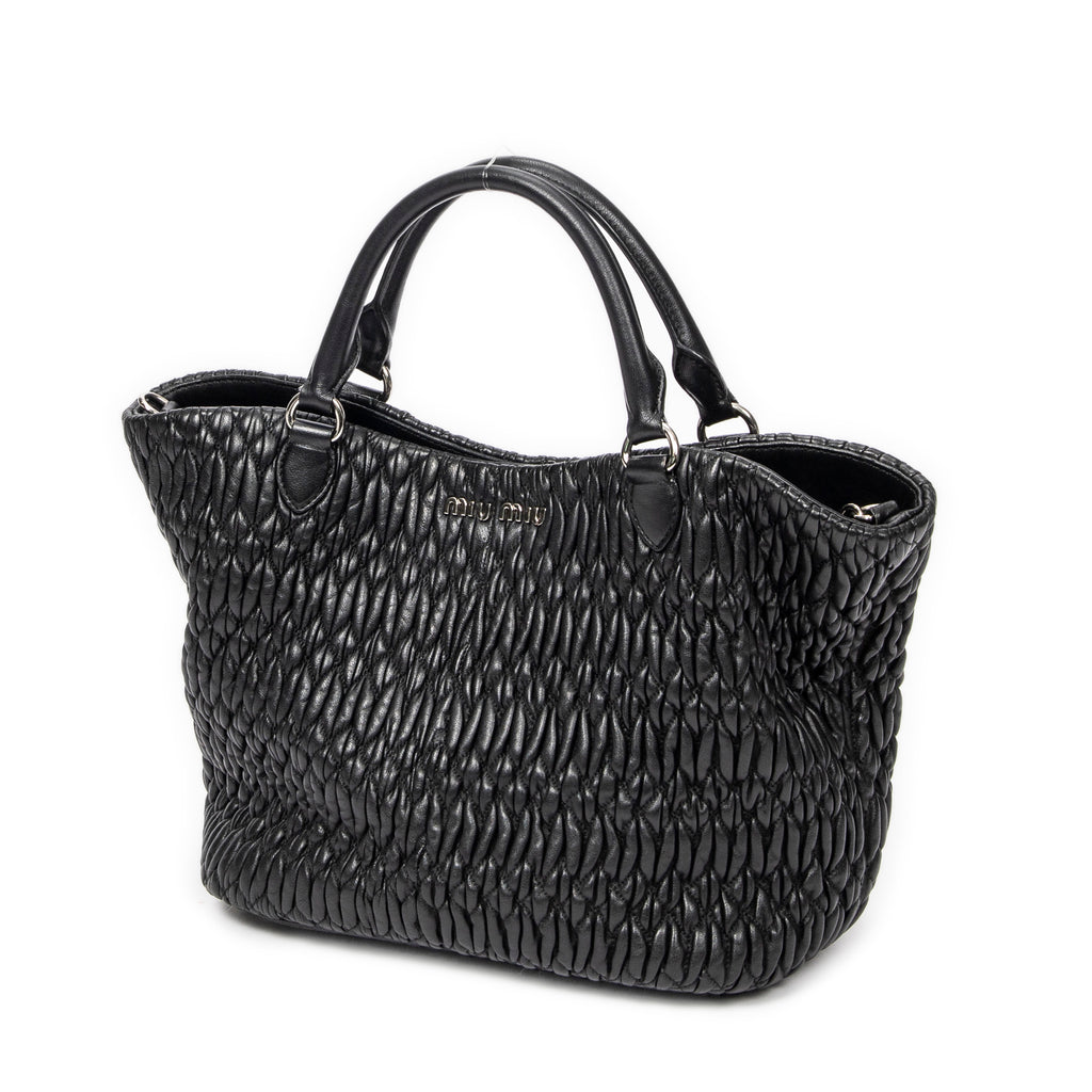 Shoulder Bag Swarovski Crystal Tote Black Nappa Matelasse Leather