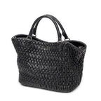 Shoulder Bag Swarovski Crystal Tote Black Nappa Matelasse Leather