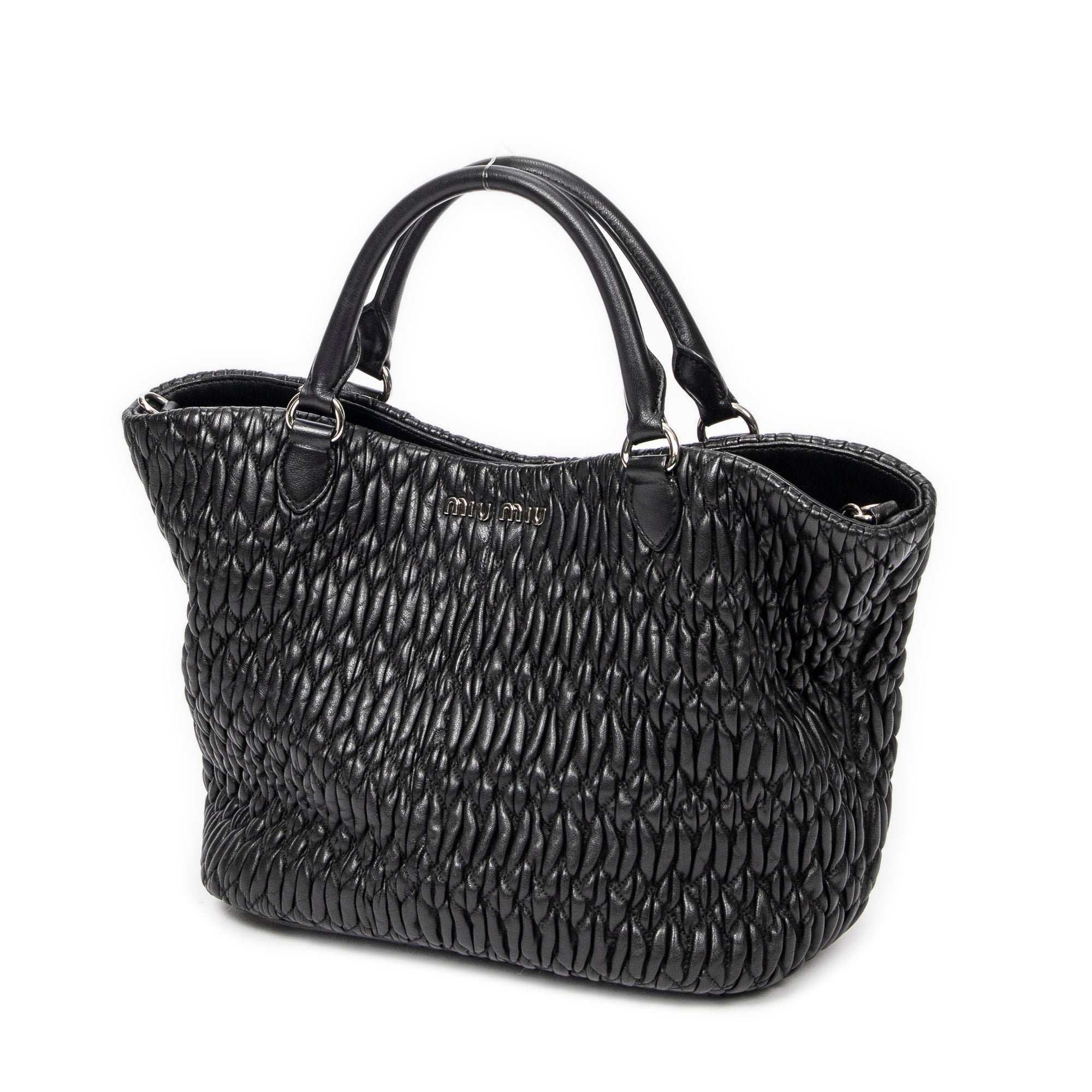 Shoulder Bag Swarovski Crystal Tote Black Nappa Matelasse Leather
