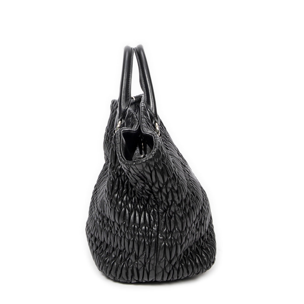 Shoulder Bag Swarovski Crystal Tote Black Nappa Matelasse Leather