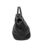 Shoulder Bag Swarovski Crystal Tote Black Nappa Matelasse Leather