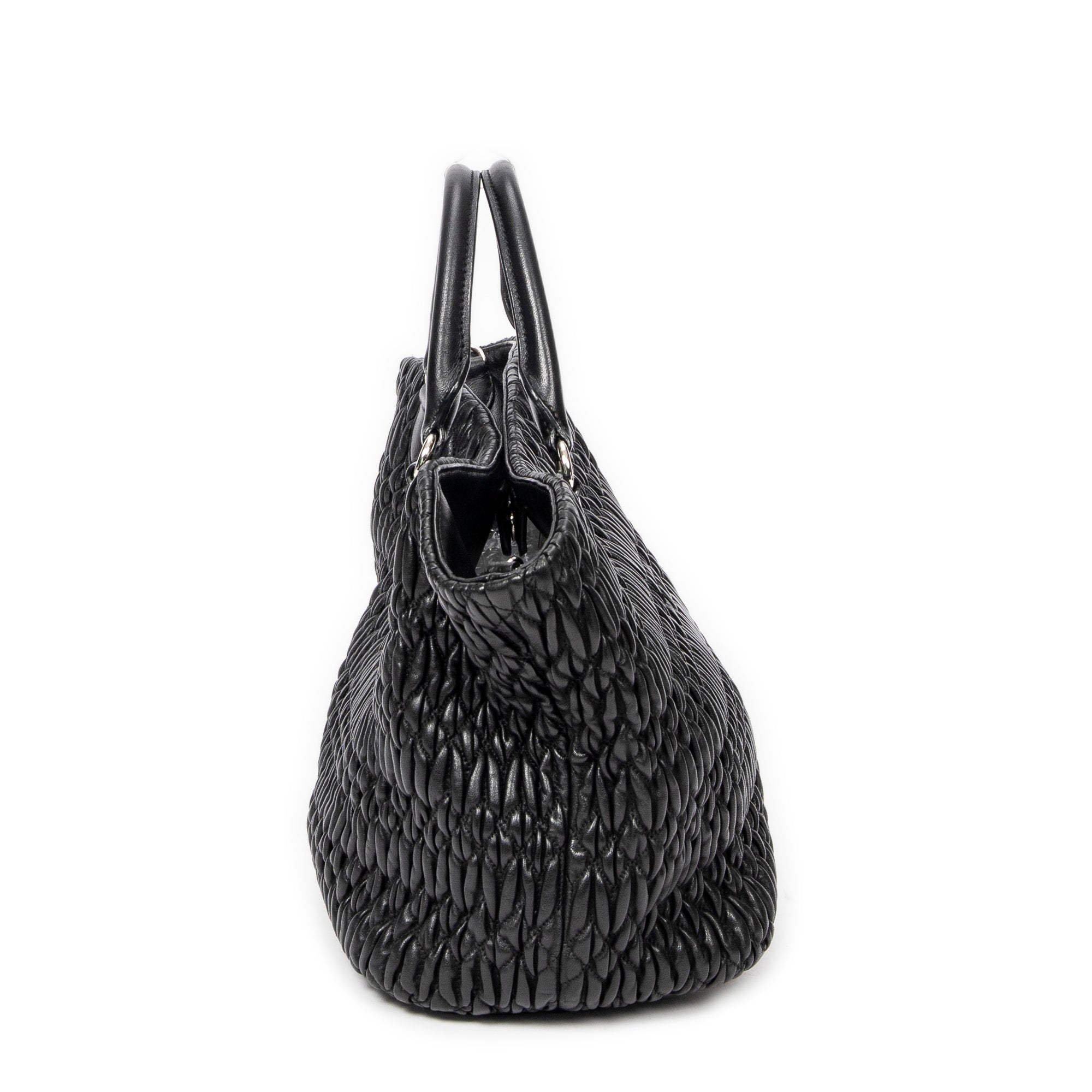 Shoulder Bag Swarovski Crystal Tote Black Nappa Matelasse Leather