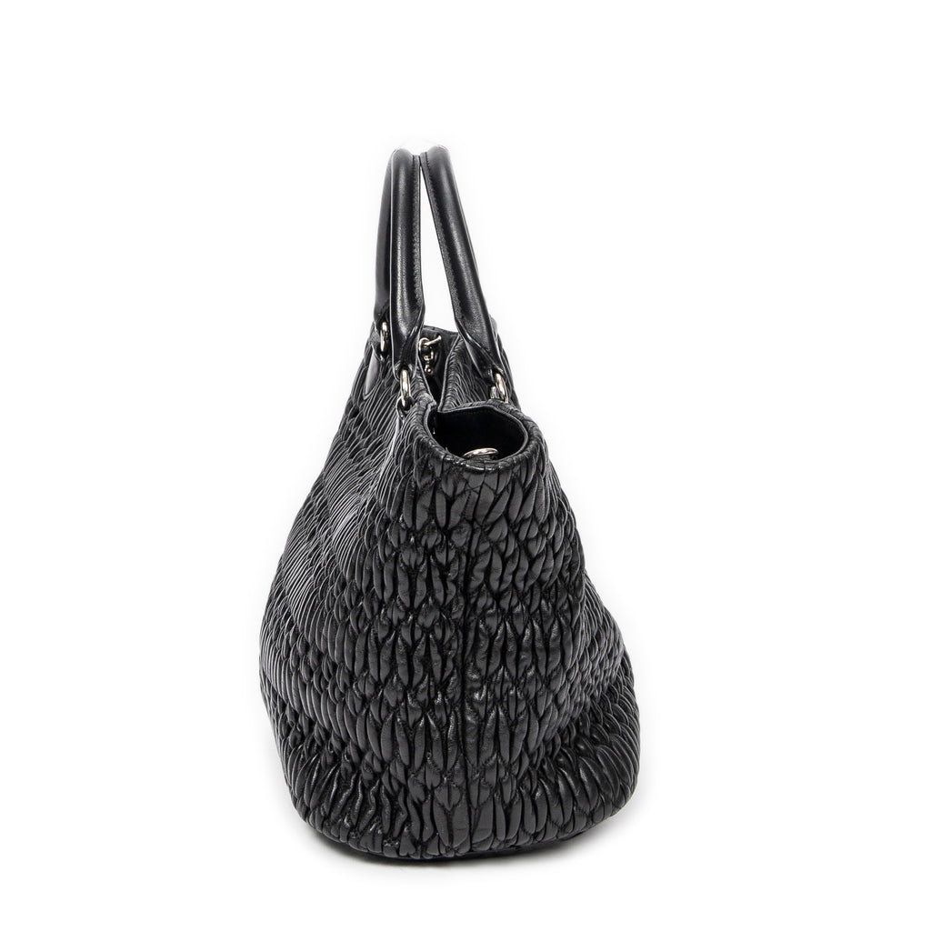 Shoulder Bag Swarovski Crystal Tote Black Nappa Matelasse Leather