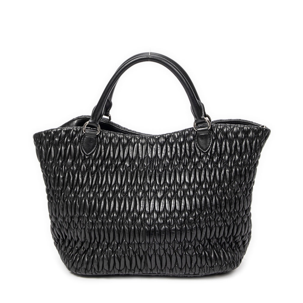 Shoulder Bag Swarovski Crystal Tote Black Nappa Matelasse Leather