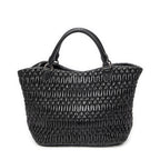 Shoulder Bag Swarovski Crystal Tote Black Nappa Matelasse Leather