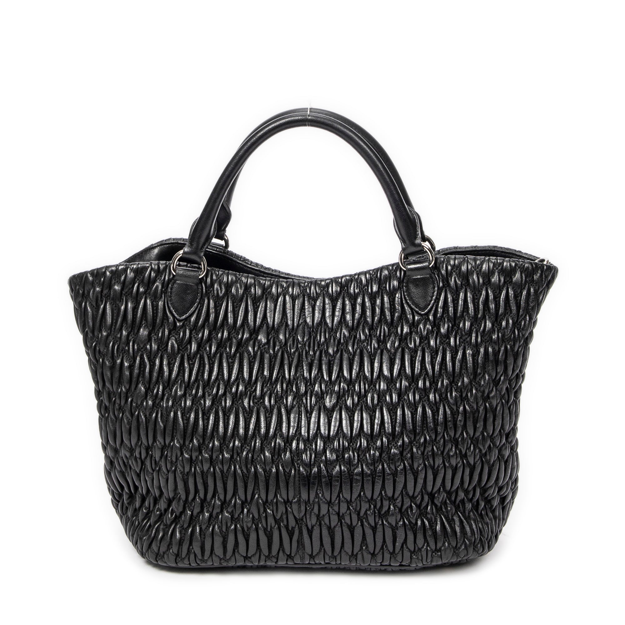 Shoulder Bag Swarovski Crystal Tote Black Nappa Matelasse Leather