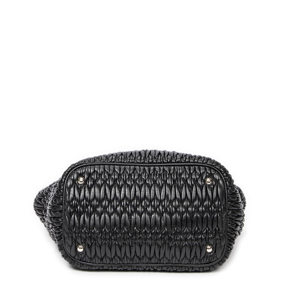 Shoulder Bag Swarovski Crystal Tote Black Nappa Matelasse Leather
