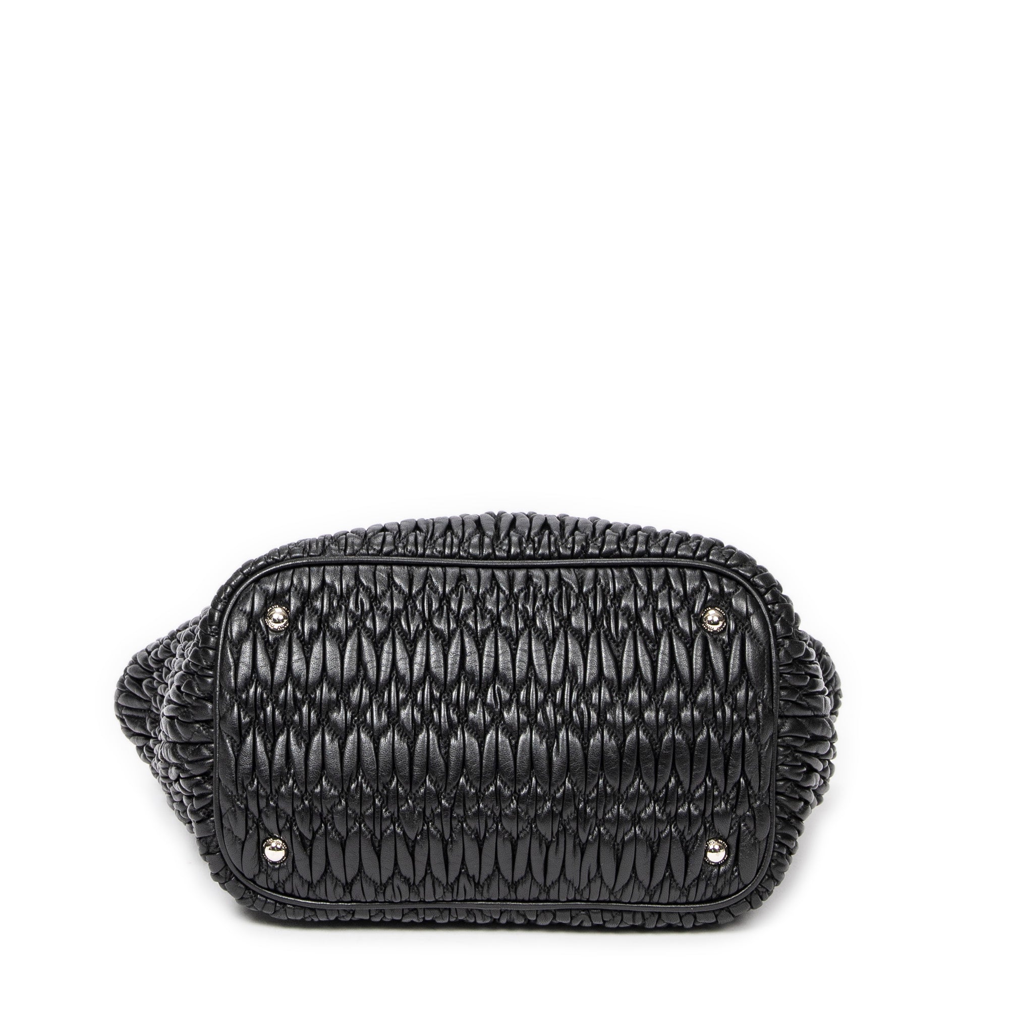 Shoulder Bag Swarovski Crystal Tote Black Nappa Matelasse Leather