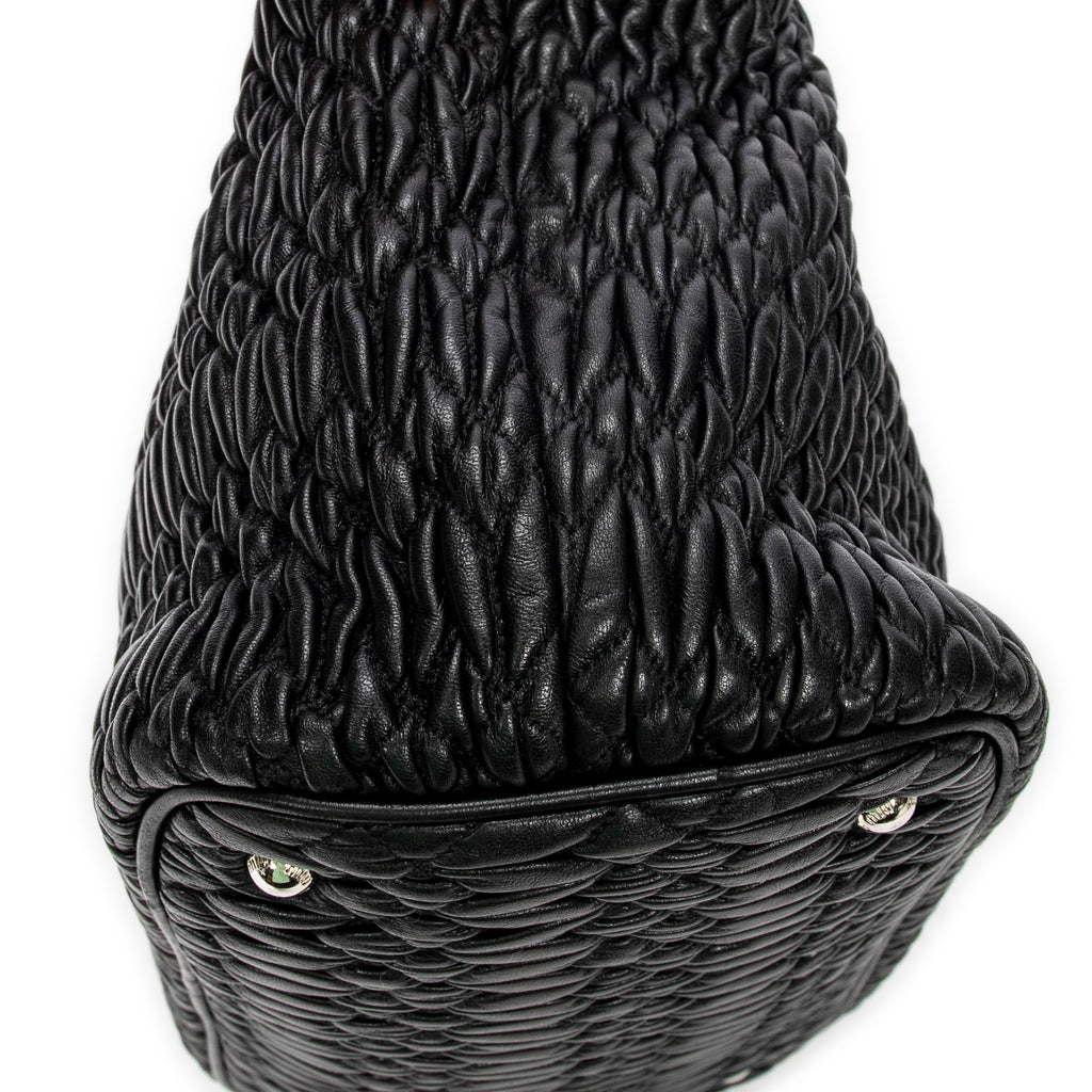 Shoulder Bag Swarovski Crystal Tote Black Nappa Matelasse Leather