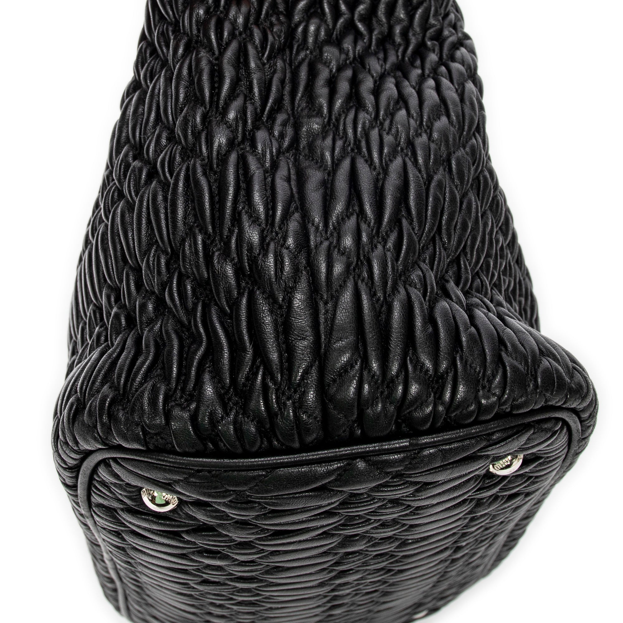 Shoulder Bag Swarovski Crystal Tote Black Nappa Matelasse Leather