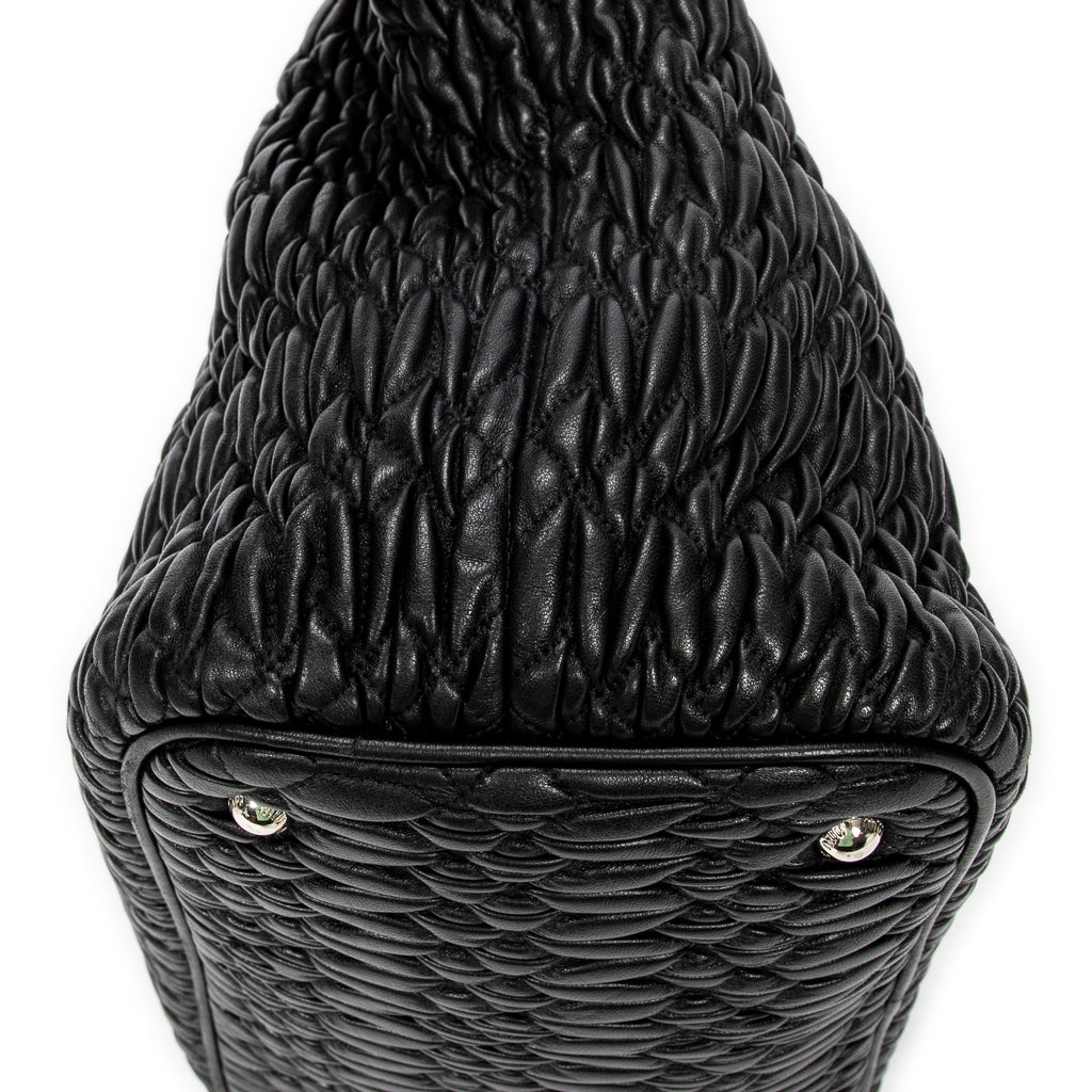 Shoulder Bag Swarovski Crystal Tote Black Nappa Matelasse Leather