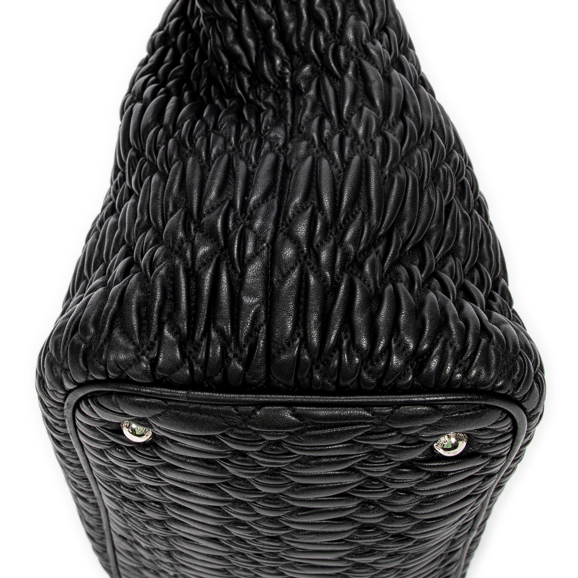 Shoulder Bag Swarovski Crystal Tote Black Nappa Matelasse Leather
