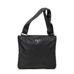Shoulder Bag Square Messenger Black Nylon Canvas