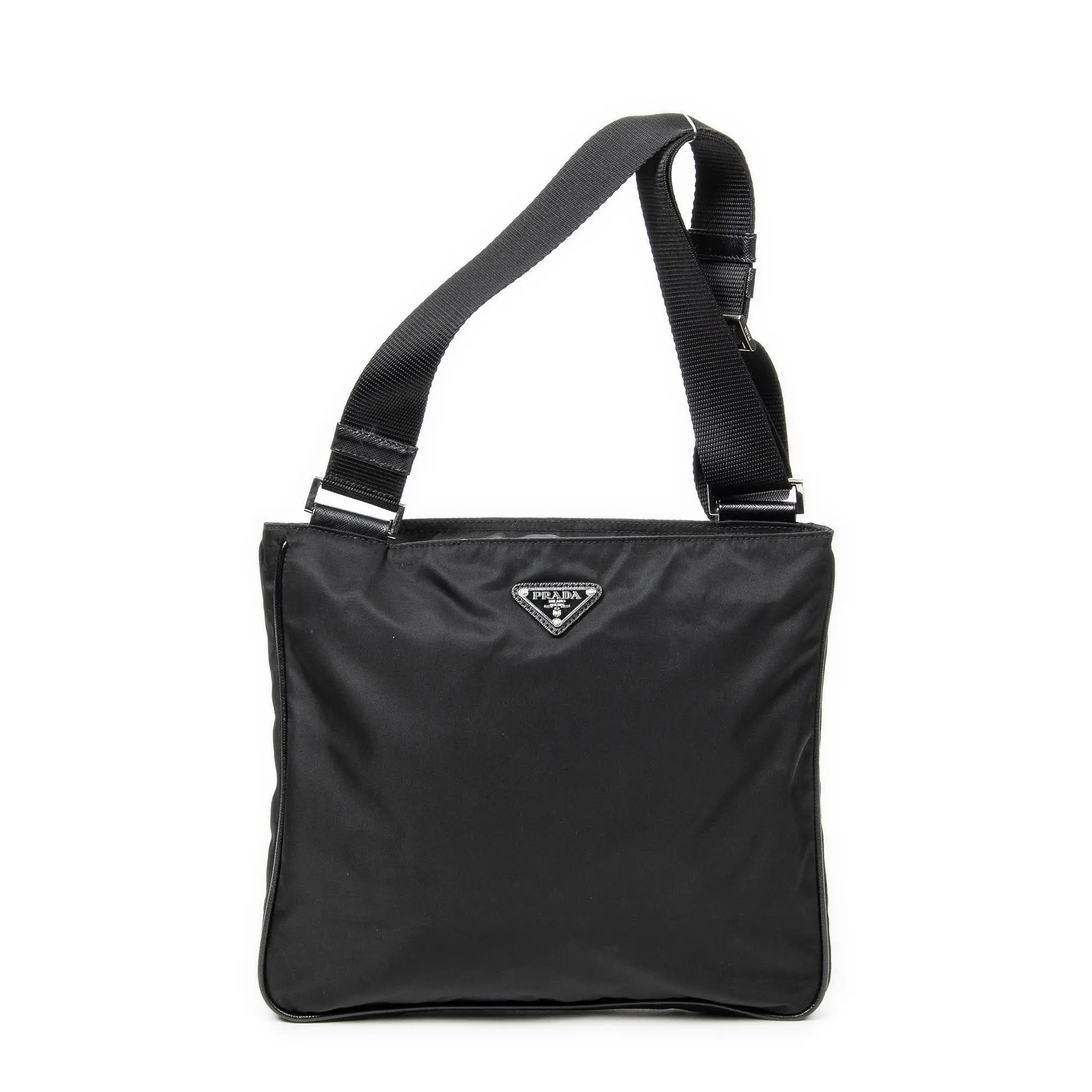 Bolso de hombro mensajero cuadrado de lona de nailon negra