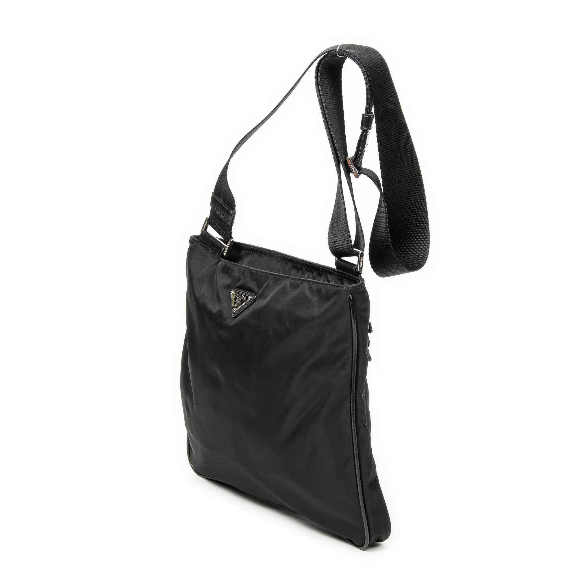 Bolso de hombro mensajero cuadrado de lona de nailon negra
