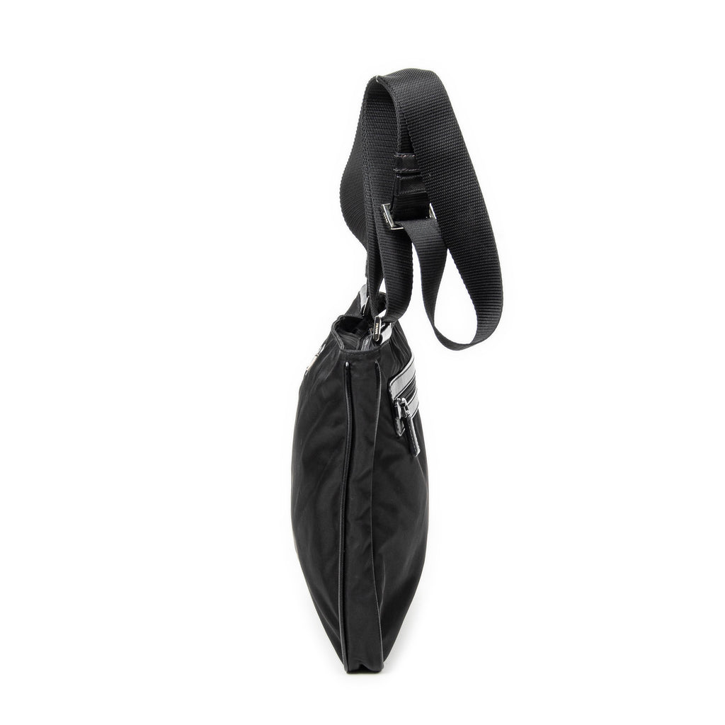 Shoulder Bag Square Messenger Black Nylon Canvas