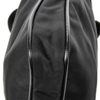 Shoulder Bag Square Messenger Black Nylon Canvas