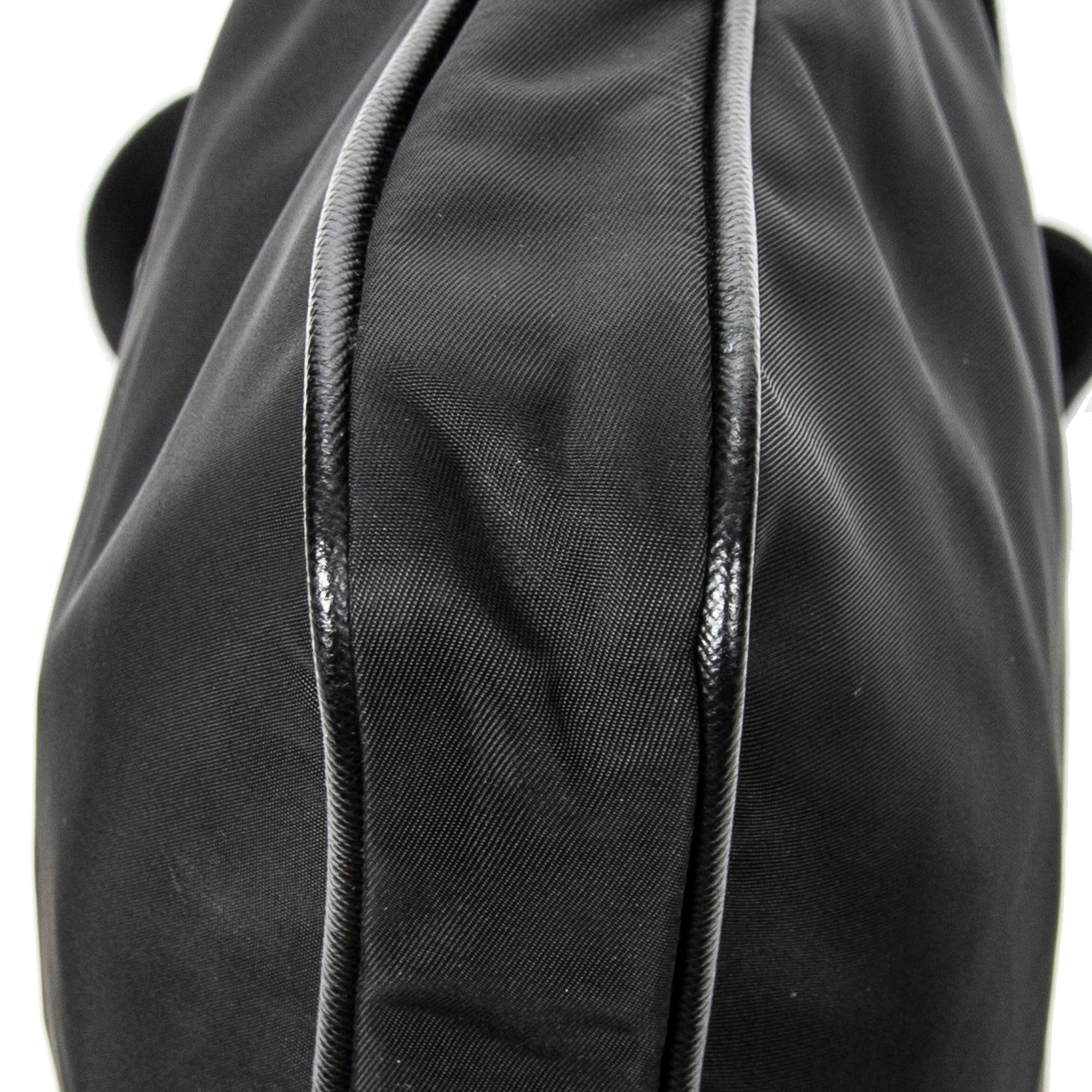 Shoulder Bag Square Messenger Black Nylon Canvas