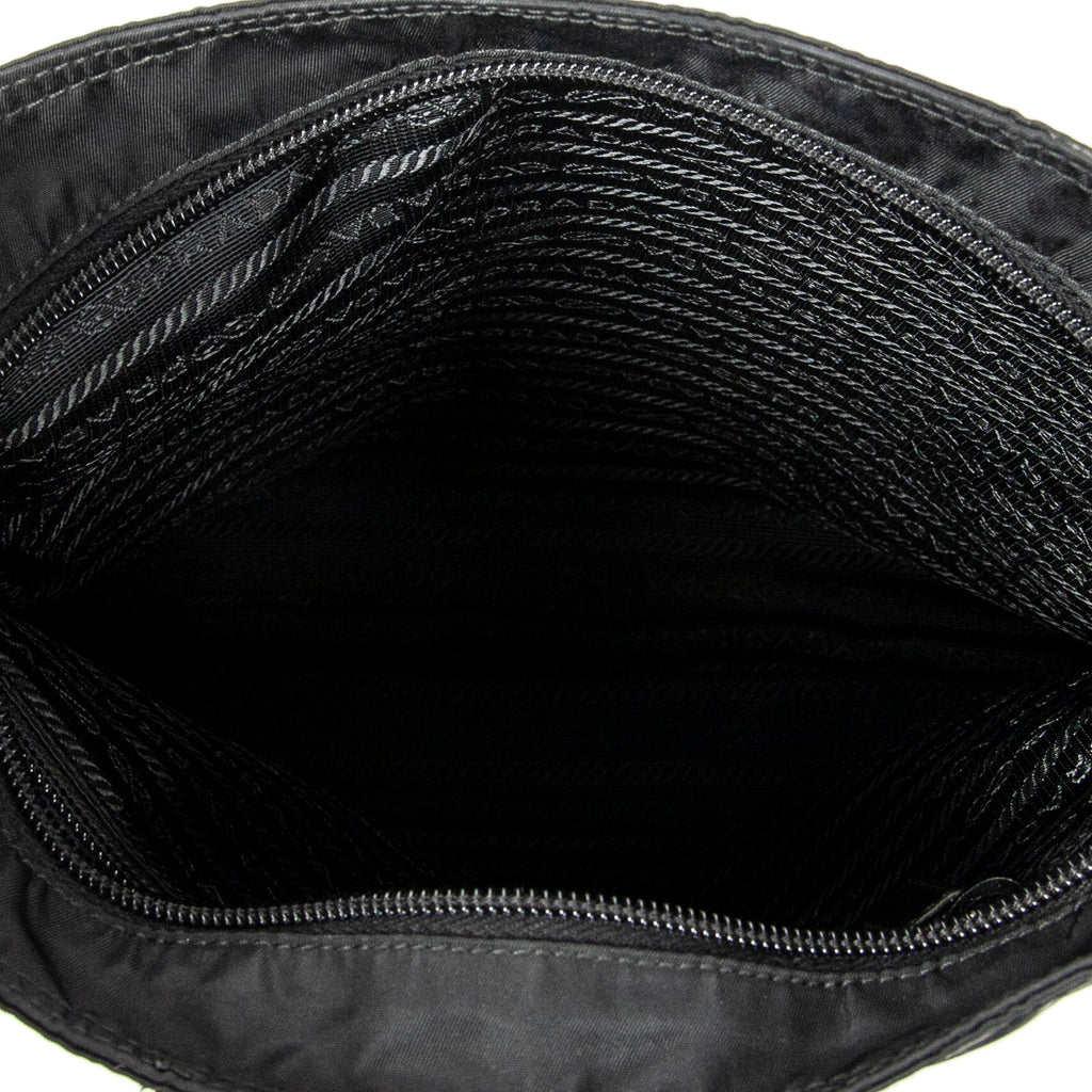 Shoulder Bag Square Messenger Black Nylon Canvas